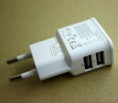Base USB Adaptador Cargador de red casa doble salida 2.0A Blanco